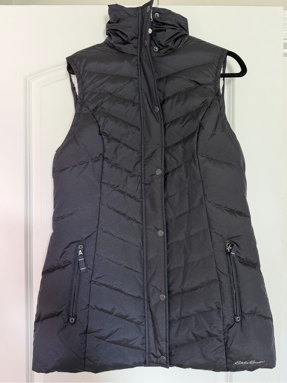 Eddie Bauer Sun Valley Sherpa Lined Down Puffer Vest Womens LARGE Tall NWT Navy